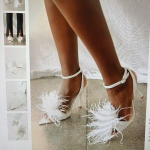 White Feather Patent Heel Sandal